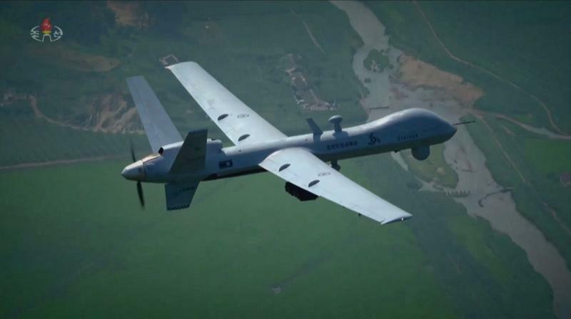 朝鮮中央テレビより飛行する無人攻撃機「セッピョル-9」　※開発時に撮られた記録映像