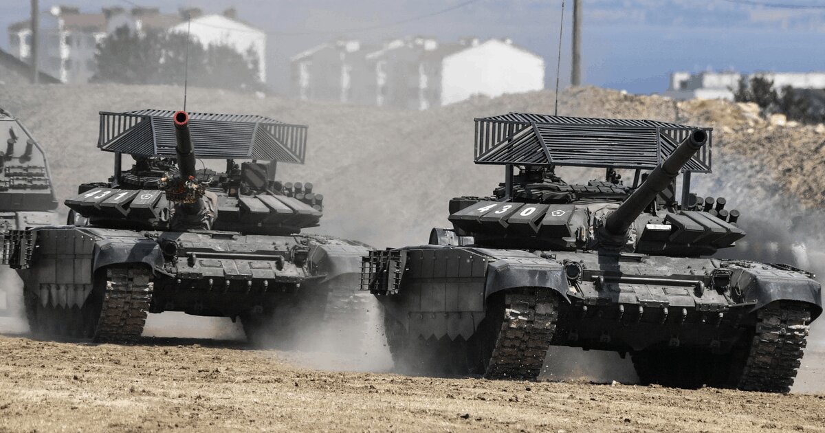 ロシア軍より開戦前の2021年の演習で姿を見せたコープケージ付きT-72B3戦車