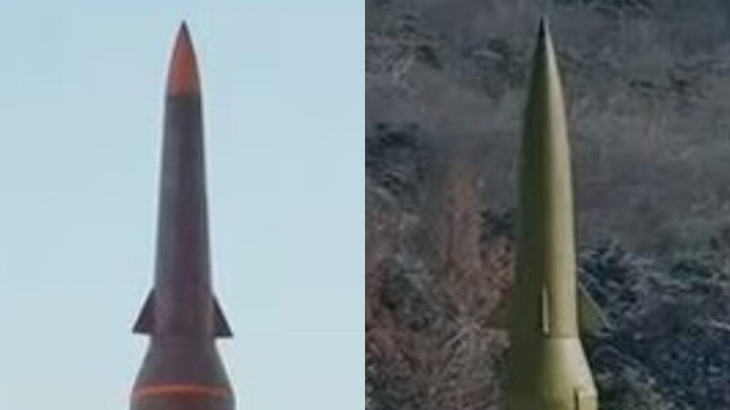 画像拡大：「極超音速ミサイル」の滑空弾頭、2022年1月5日（左）と2024年1月14日（右）