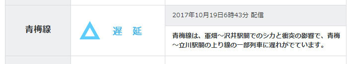 JRの遅延情報より