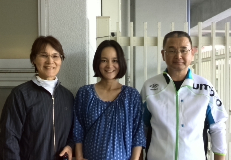鹿児島からいらした大和選手のご両親と、お姉さん(中央)。