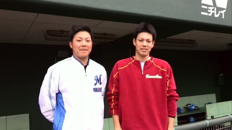 2014年3月、初対戦した藤井選手(右)と穴田選手。