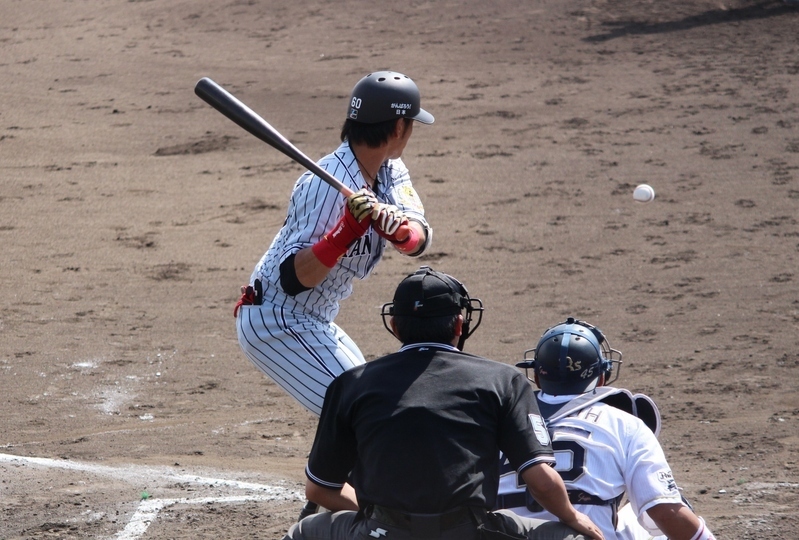 中谷選手はこの日、松田投手と代わってファームへ。4回に代打で四球を選んだところ。