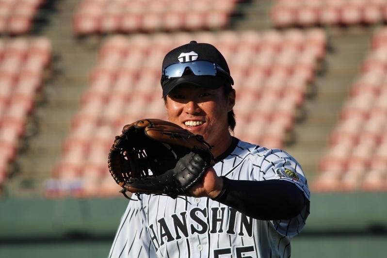 2打席目に左前打を放った陽川選手。写真は10月の宮崎で撮ったものです。