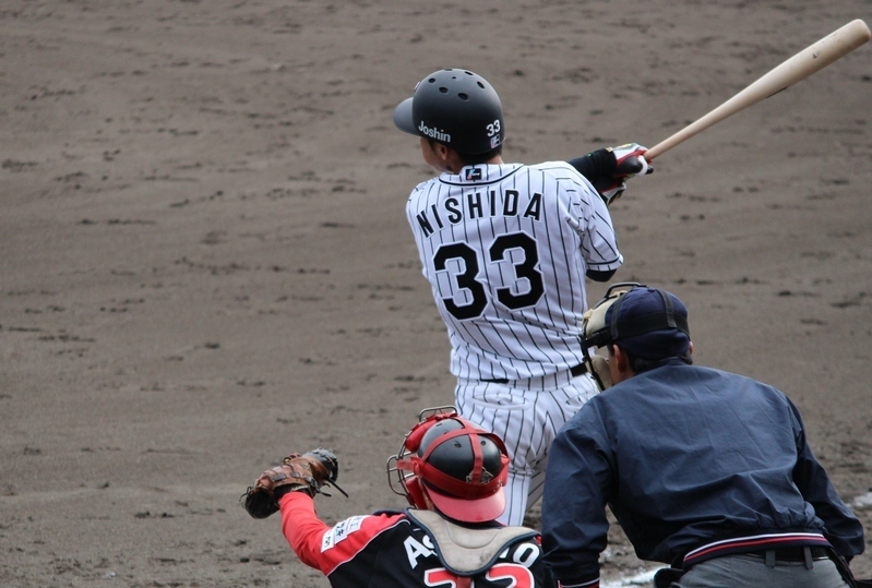 1打席に集中して二塁打を放った西田選手。
