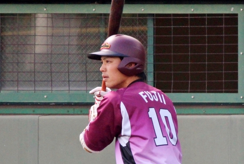 ことし4月18日、鳴尾浜での練習試合。代打で出場した藤井宏政選手。