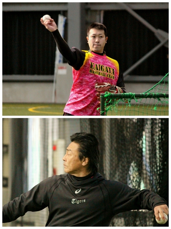 上が打撃投手を務めてくれた大和選手の先輩・和田さん。下は大隅鹿屋タイガース代表の道山さん。