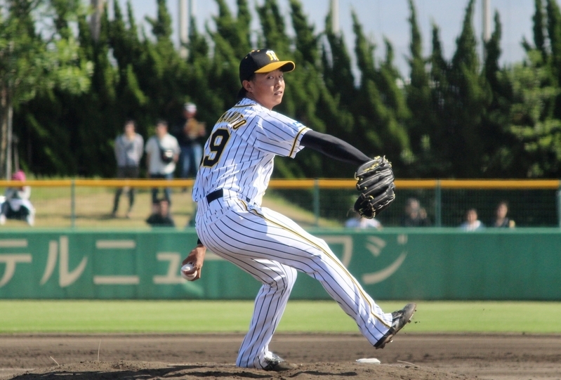 島本投手は9番・北村選手に適時二塁打を…。