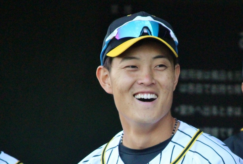 試合後の野球教室閉会式にて。島田選手の挨拶に笑顔です。