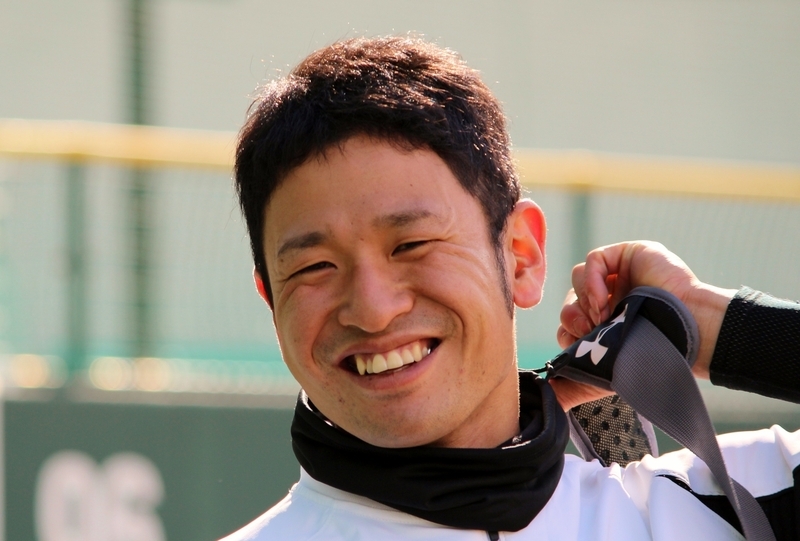2015年1月、鳴尾浜に戻ってきた小豆畑選手。