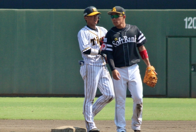 5回に出たチーム初安打は陽川選手。中堅フェンス直撃の二塁打でした。