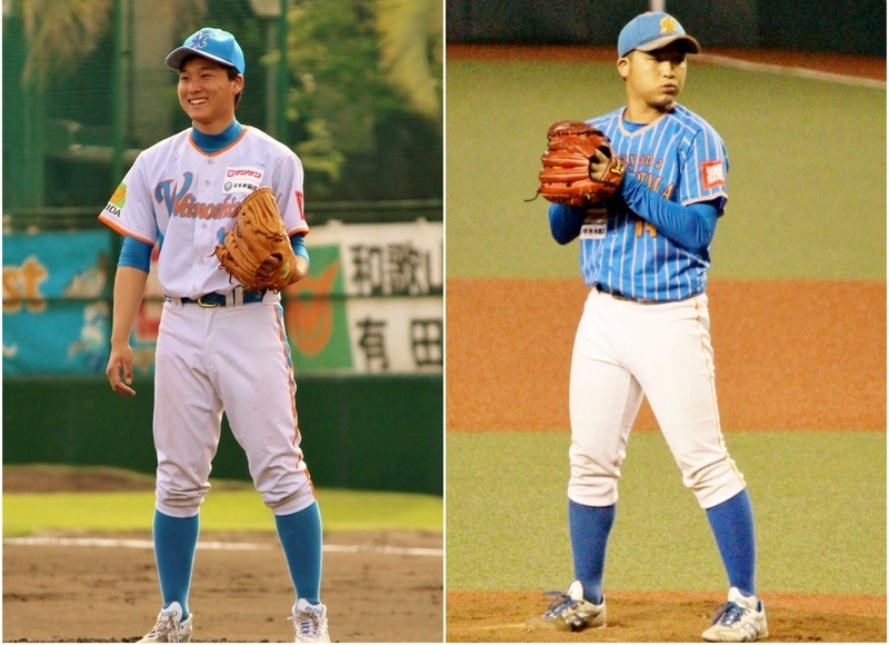 左が2016年、ルーキーの松尾投手。右は今大会、ひと回り大きくなった松尾投手です。