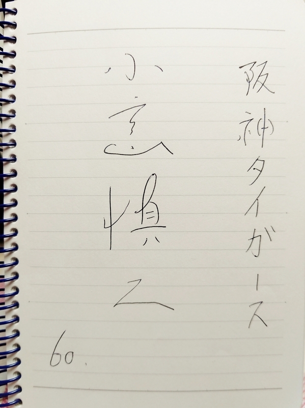 2003年12月、新入団発表会で手帳に書いてもらった、几帳面な小宮山選手のサイン。