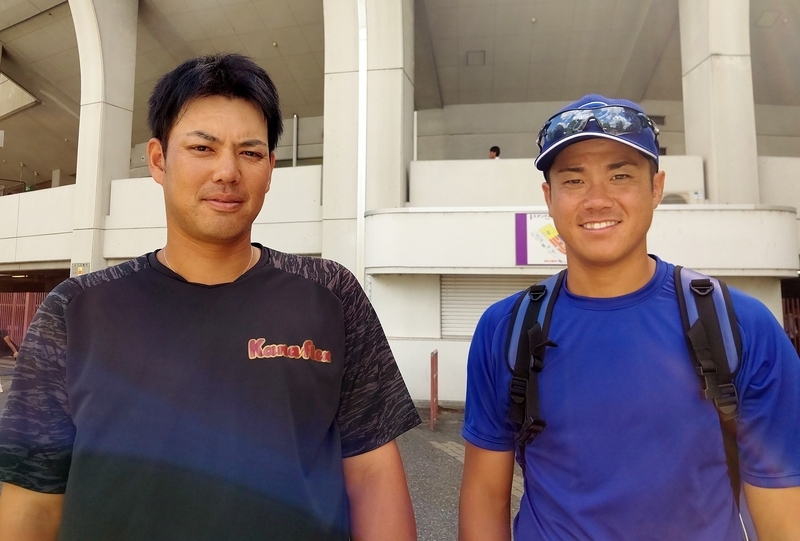 これは昨年9月、日本選手権近畿最終予選で第1代表をかけて戦った藤井コーチ(左)と阪口コーチ(右)。結果はパナソニックの勝ちでした。