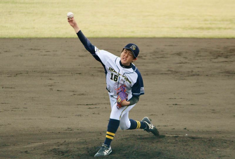 富山大会で先発した長坂拓夢投手(22)。JABA長野大会の七十七銀行戦では7回無失点と勝利に貢献しました。