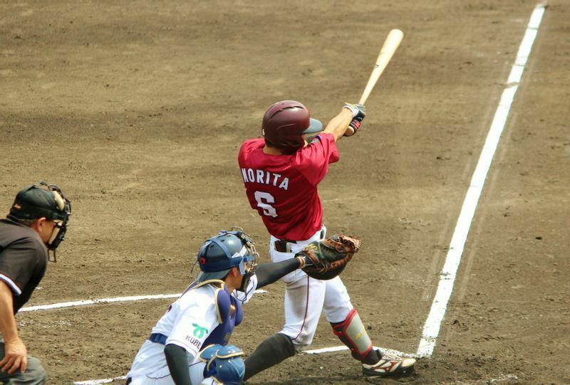1回にタイムリー三塁打を放った森田選手。これは次の打席での写真です。