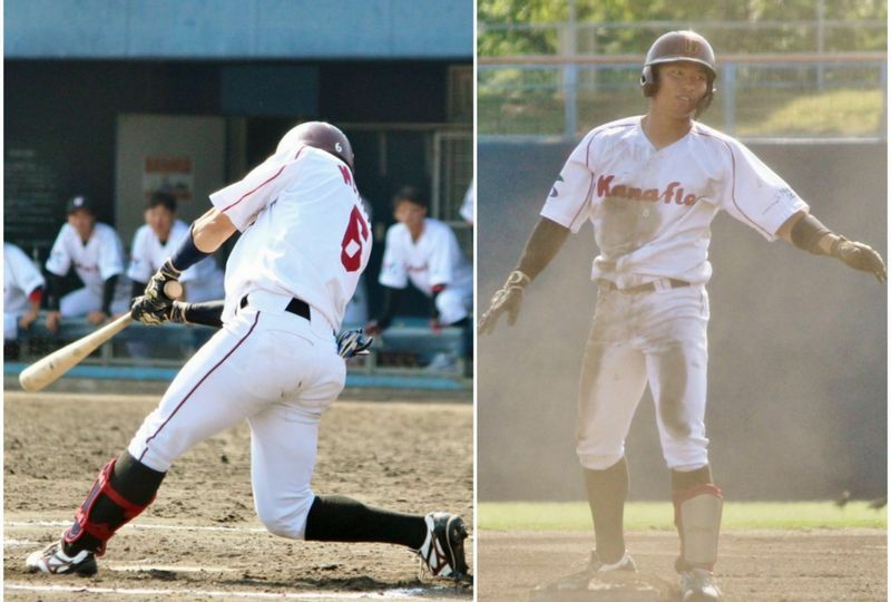 7回に左翼線二塁打を放った森田選手。このあと江頭選手の右前打で生還しています。
