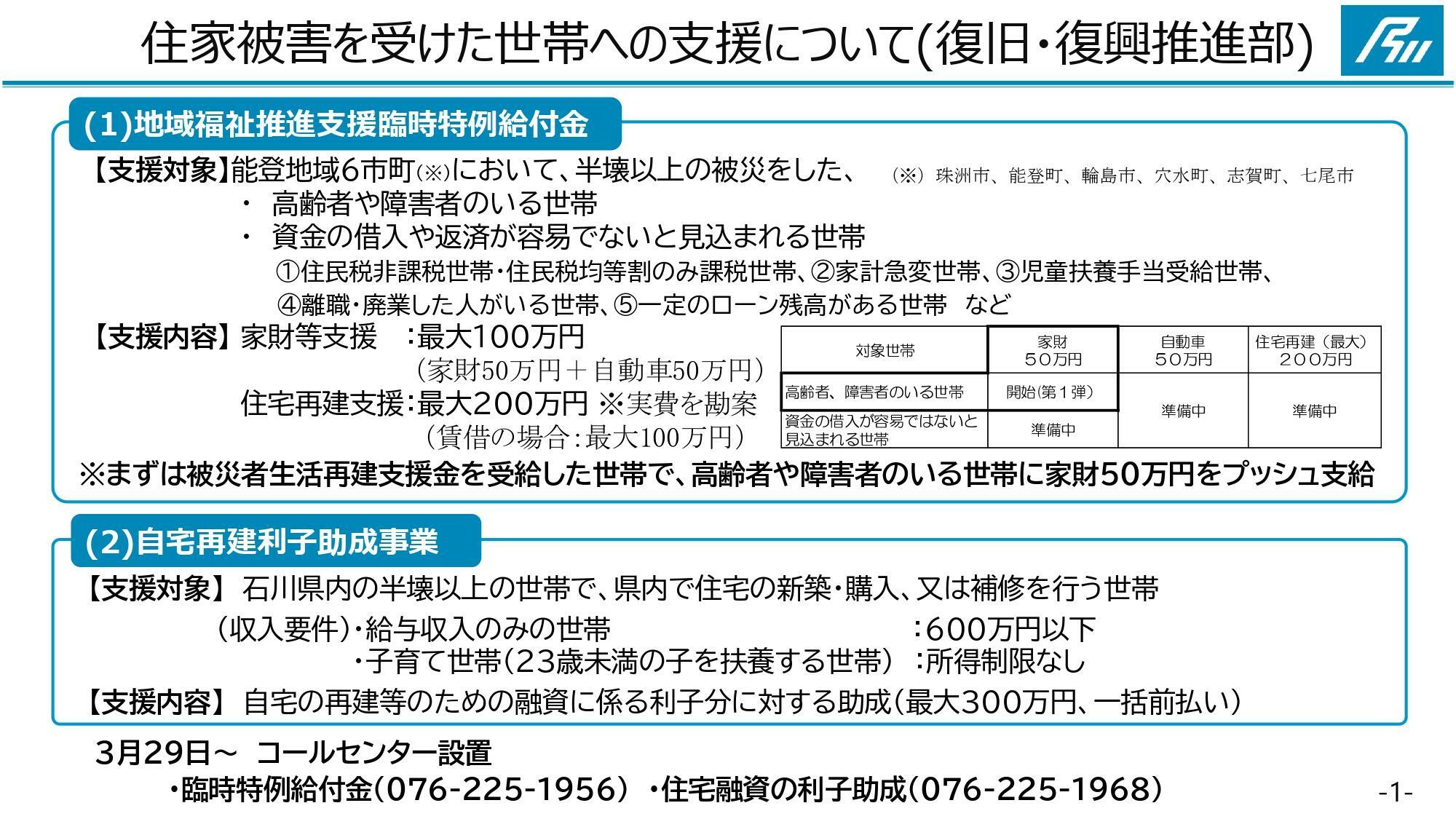 石川県災害対策本部員会議（第45回・2024年4月2日）資料より