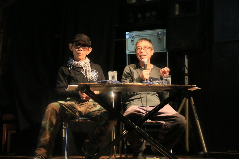 E.L.L.平野茂平さん（左）と得三・森田裕さん（右）の貴重なツーショット。「仲が悪そうと思われてるみたいだけど全然そんなことないんだよ。ま、ケンカはするけどね(笑)」（森田さん）