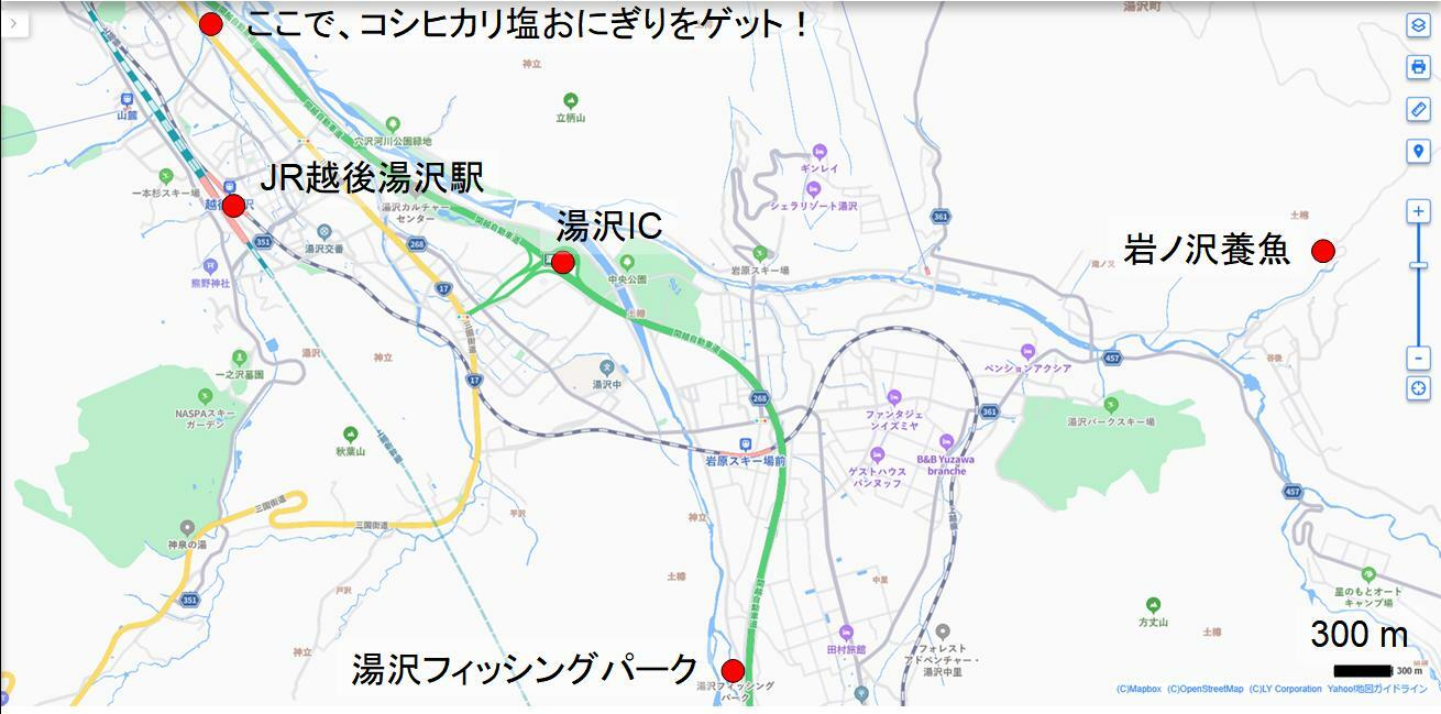 図1 越後湯沢周辺の地図（Yahoo!マップを筆者が改編）