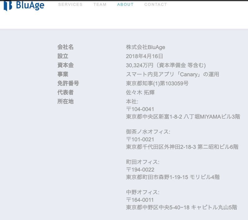 2021年2月時点のブルーエイジ社HP(インターネット・アーカイブより)