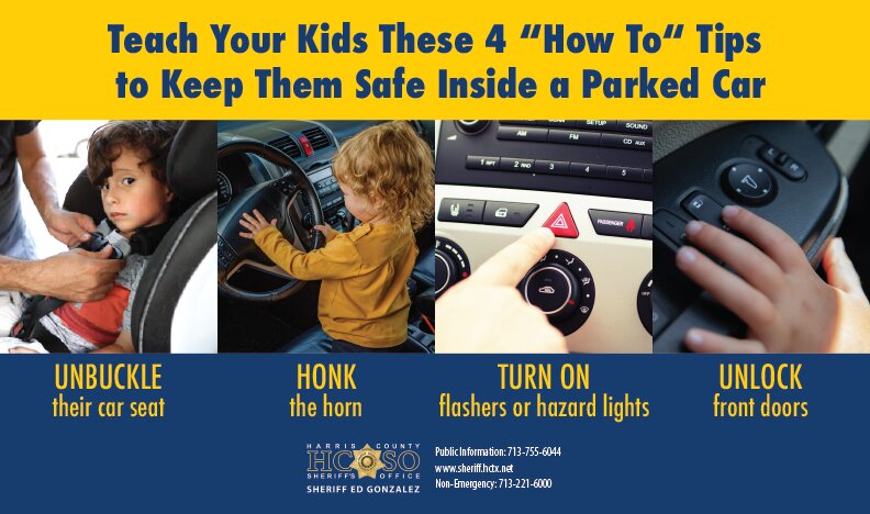 こどもに車の安全を教えるための4つのポイント（出典：テキサス州ハリス郡保安事務所のツイートより）