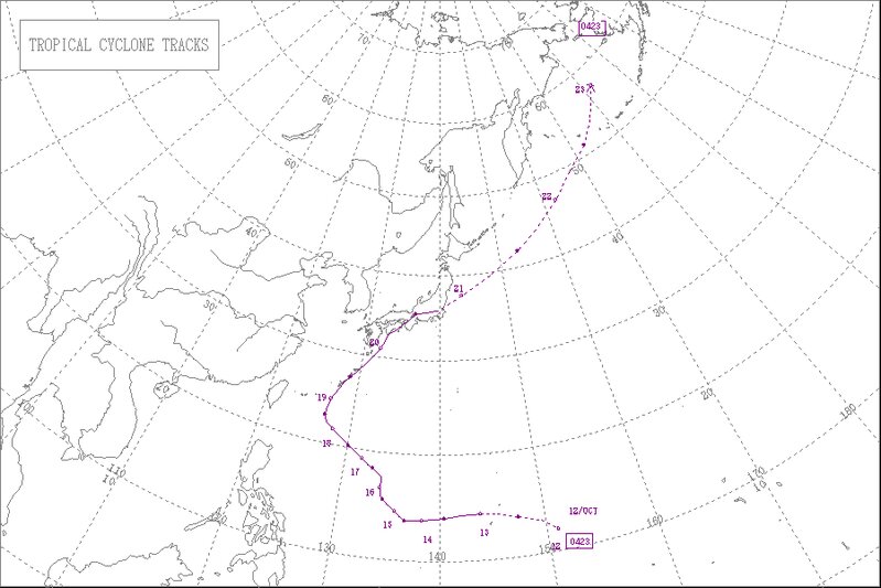 2004年台風23号経路図