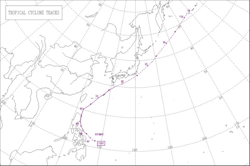 2011年台風1号(データ：気象庁)