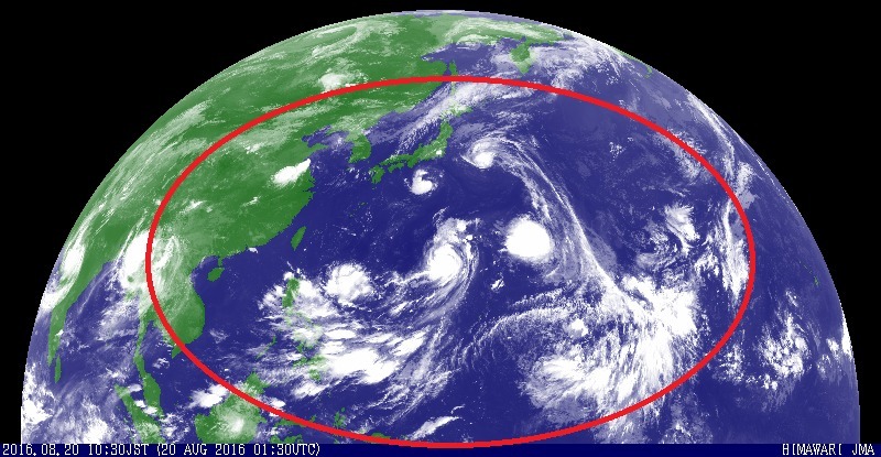 衛星画像(8月20日気象庁HPより・加工済み)