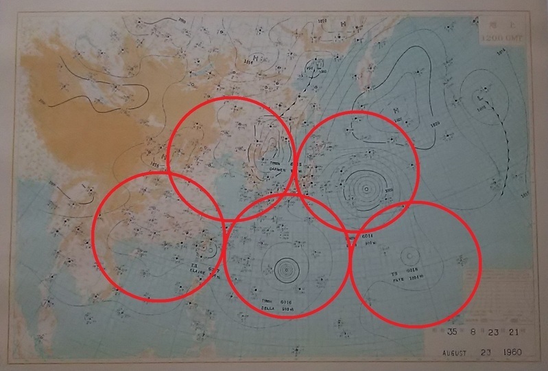 1964年8月23日天気図(出典:気象庁)