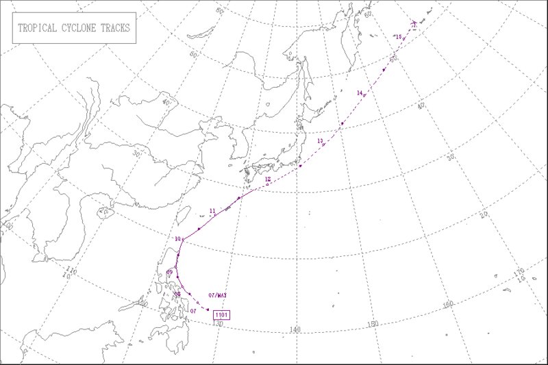 2011年台風1号（データ：気象庁）