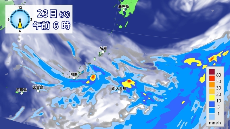 23日午前6時の雨予想（ウェザーマップ）