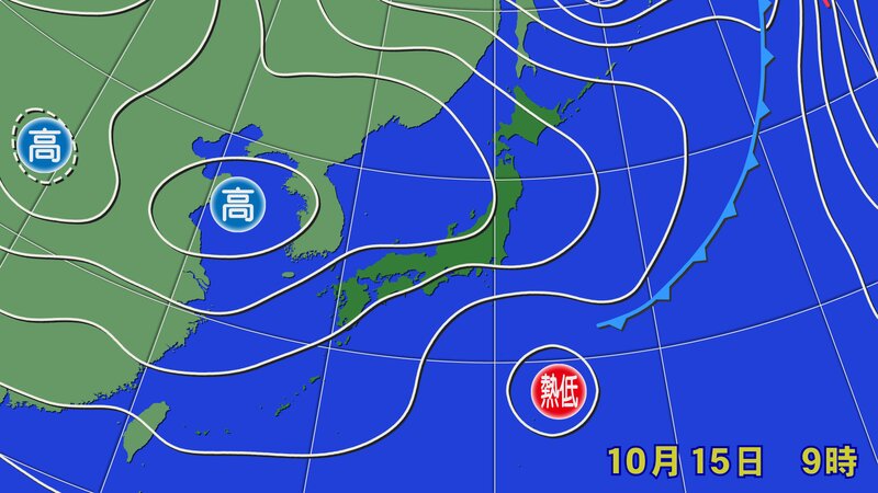 実況天気図（15日・ウェザーマップ）