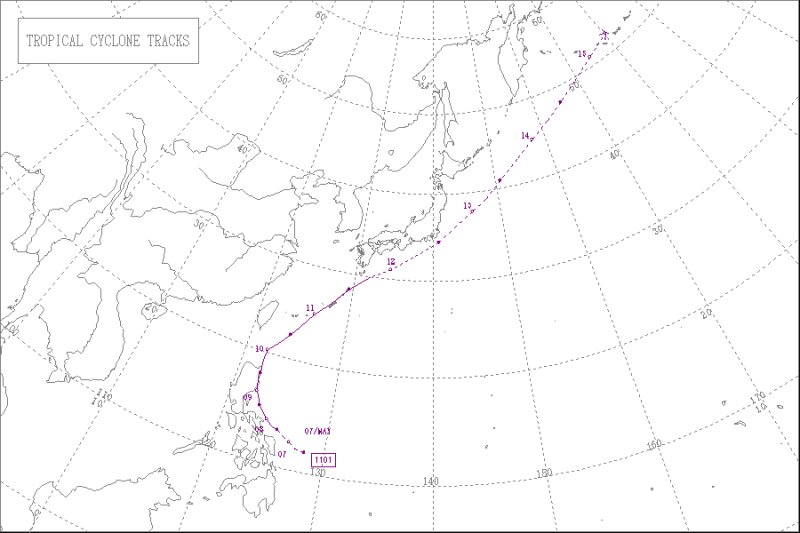 2011年台風1号（データ：気象庁）