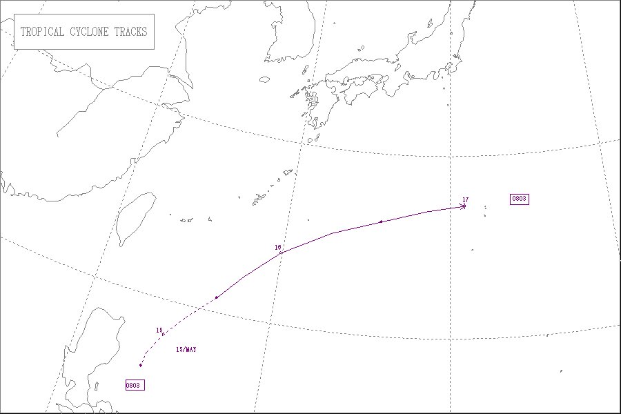 2008年台風3号経路図（気象庁HPより）