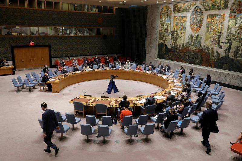 8月16日、ニューヨークの国連で開かれた、アフガニスタン情勢に関する国連安全保障理事会の特別会合。