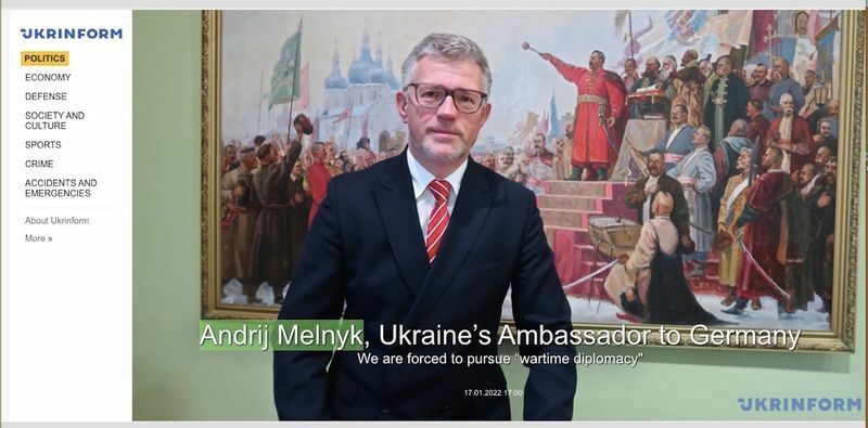 駐独ウクライナ大使Andrij Melnyk氏。ドイツの新議員（極右AfD除く）全員の709人に個人的な挨拶状を送り、直接会いたいと申し出た。この先スケジュールがいっぱいと語る。UKRINFORMより
