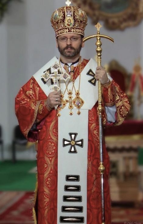スヴィアトスラヴ・シェフチュク氏。ウクライナ・ギリシャ・カトリック教会の大主教（アービショップ）。51歳。リヴィヴ州のストルイ生まれ。Wikipediaより