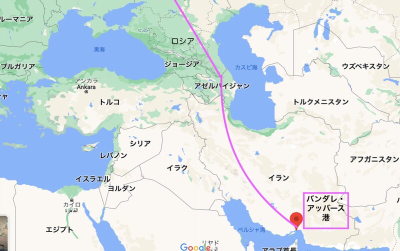 Googlemap上に筆者がイランの「ファイナンシャル・トリビューン」の資料を加えて作成