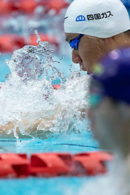 パラリンピック・チャンピオンの山口尚秀（四国ガス）。２日目、50m平泳ぎで好タイムを確認する　写真・PARAPHOTO/秋冨哲生