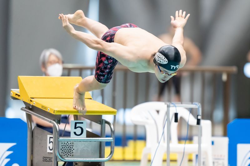 齋藤元希（国士舘大学・弱視S13）東京パラ、世界選手権（ポルトガル）日本代表。今大会は200m自由形と50m背泳ぎの予選と決勝で日本記録を更新した　写真・PARAPHOTO/秋冨哲生