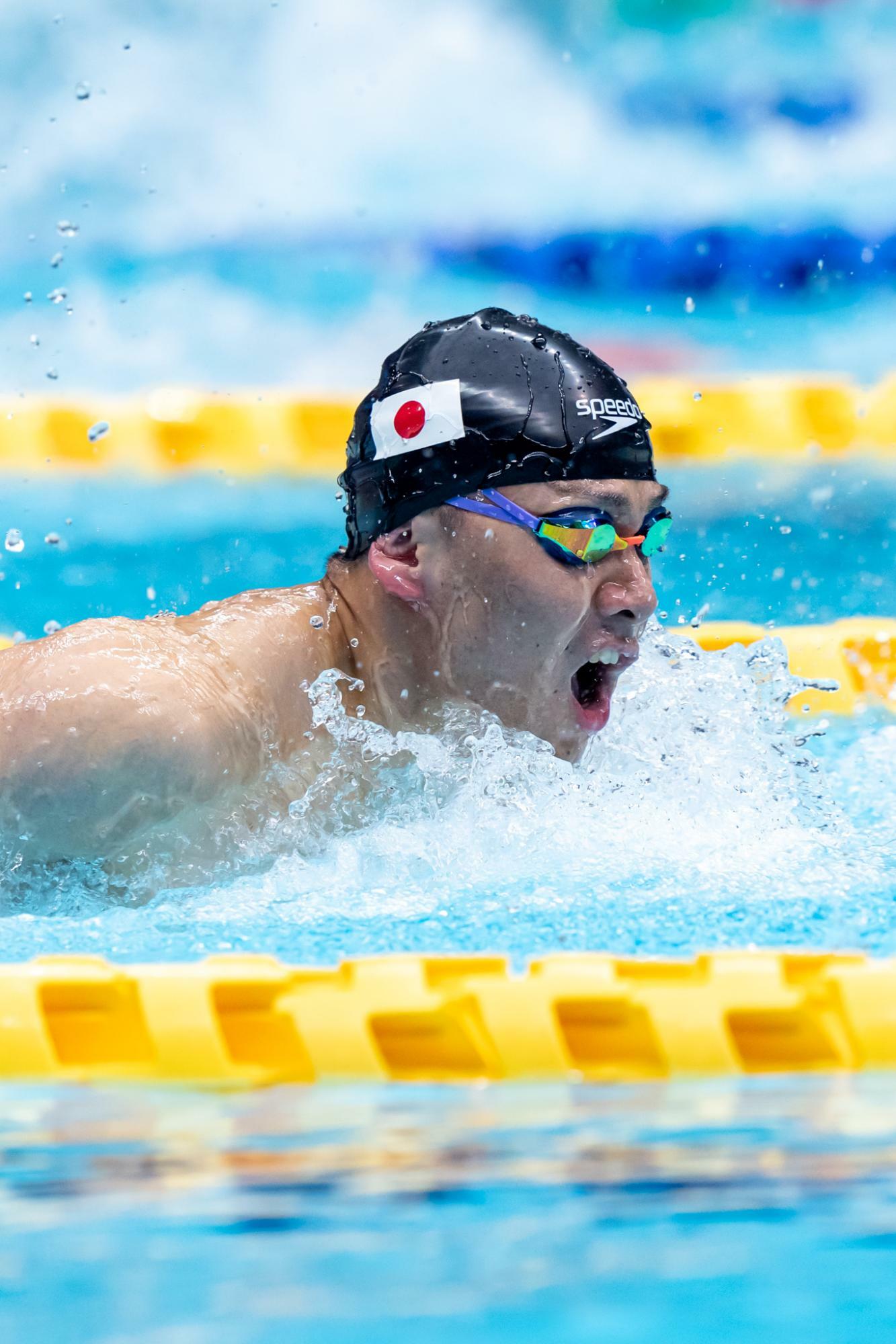 男子100mバタフライS14を泳ぐ、山口尚秀（四国ガス）専門の平泳ぎに加えバタフライにも取り組み始めている。　写真・PARAPHOTO／秋冨哲生