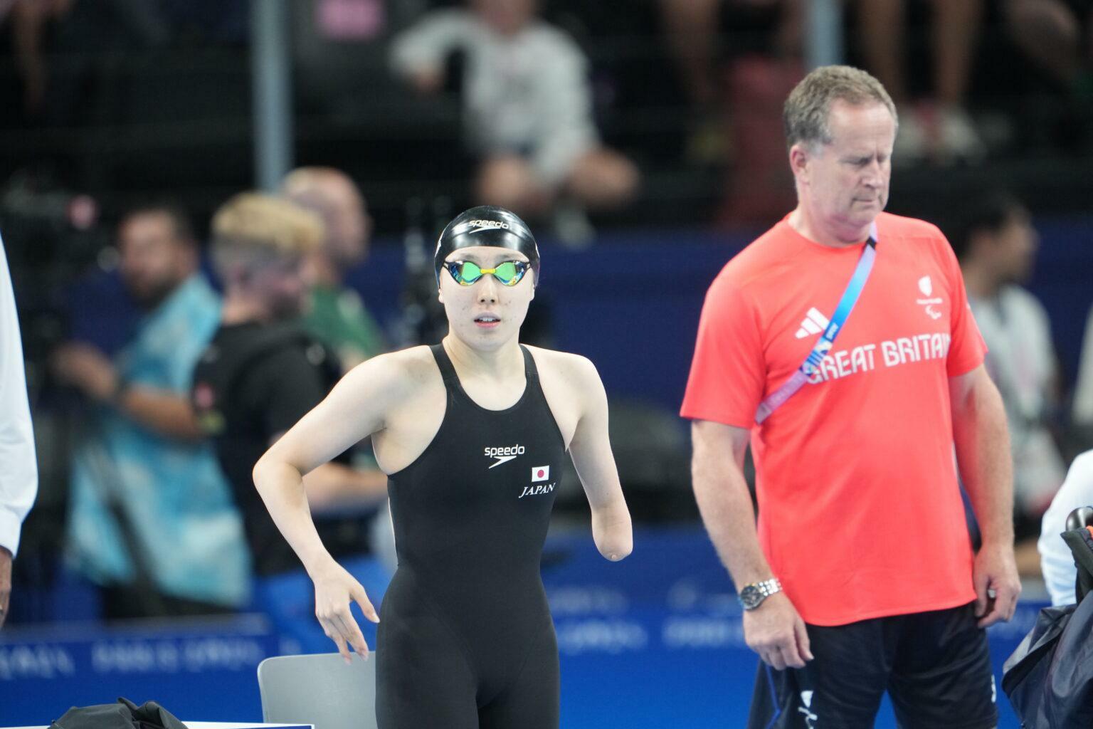 8月30日、女子100m平泳ぎSB8決勝に出場した福田果音のスタート前。結果は8位　写真・PARAPHOTO／中村 Manto 真人