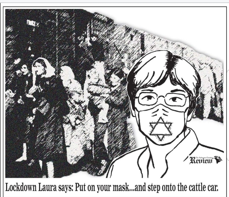コロナ政策をホロコーストの表現で炎上した風刺画（The Anderson County Reviewより）
