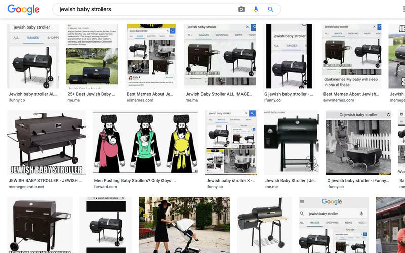 「Jewish baby strollers」と画像検索するとたしかに小型焼却炉が表示される（Google画像検索より）