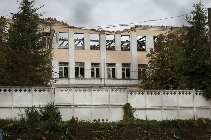 ロシア軍の神風ドローンで破壊されたキーウ近郊の建物