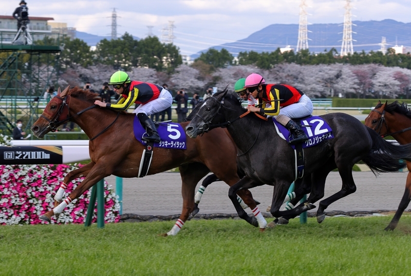 大阪杯で１、２着したラッキーライラックとクロノジェネシス（撮影；高橋由二）