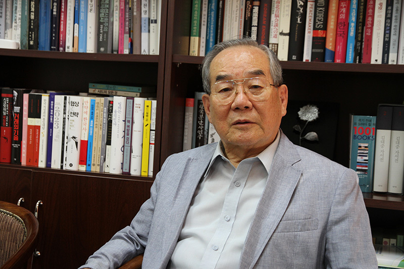 林東源（イム・ドンウォン、85）元国情院長。金大中の名参謀として南北関係改善に大きな功績を残した。韓国最後の「戦略家」だ。18年8月、筆者撮影。