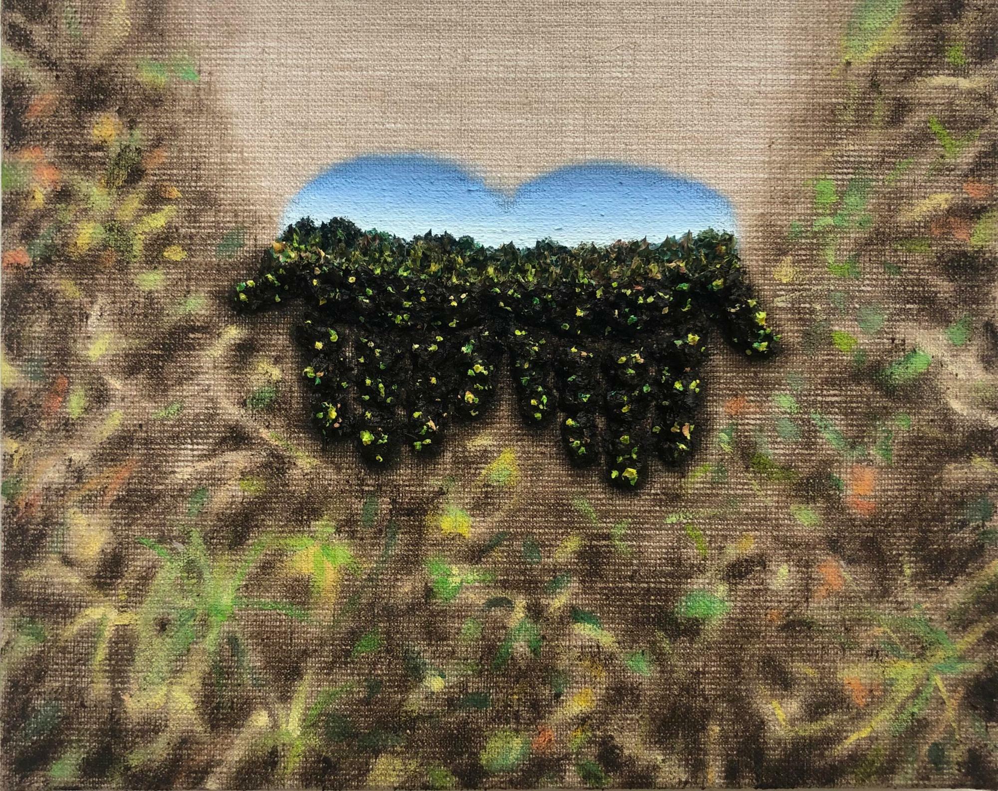 堆肥を画材として用いた加茂昂の作品《堆肥の手#2》　画像提供 gallery ayatsumugi