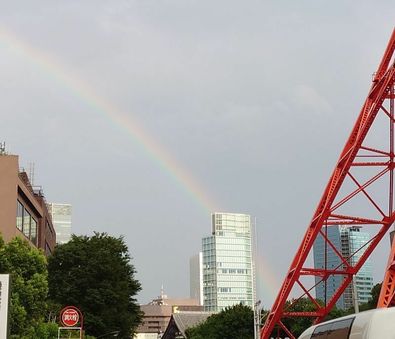 東京タワーと虹（洋子さん提供）